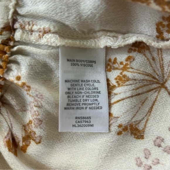 Soft Flowy Drop Waist Dress Pale Gold and Ivory Print - Picture 6 of 8